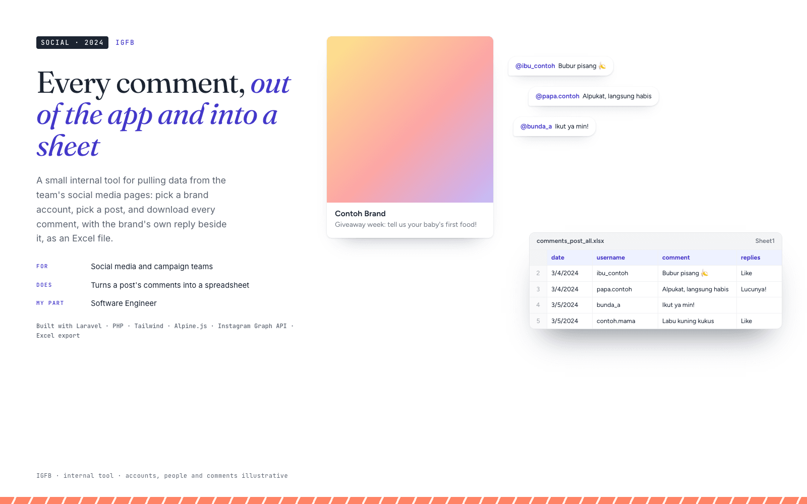 IGFB: Every comment, out of the app and into a sheet